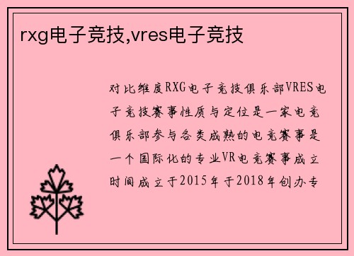 rxg电子竞技,vres电子竞技